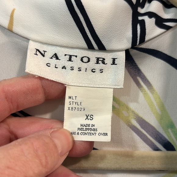 Vtg Natori Classics for Saks Caftan Full Zip Gown Robe Iris Floral Sz XS - Picture 13 of 16